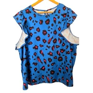 SHEIN Blue and Pink Patterned Top Size 3xl